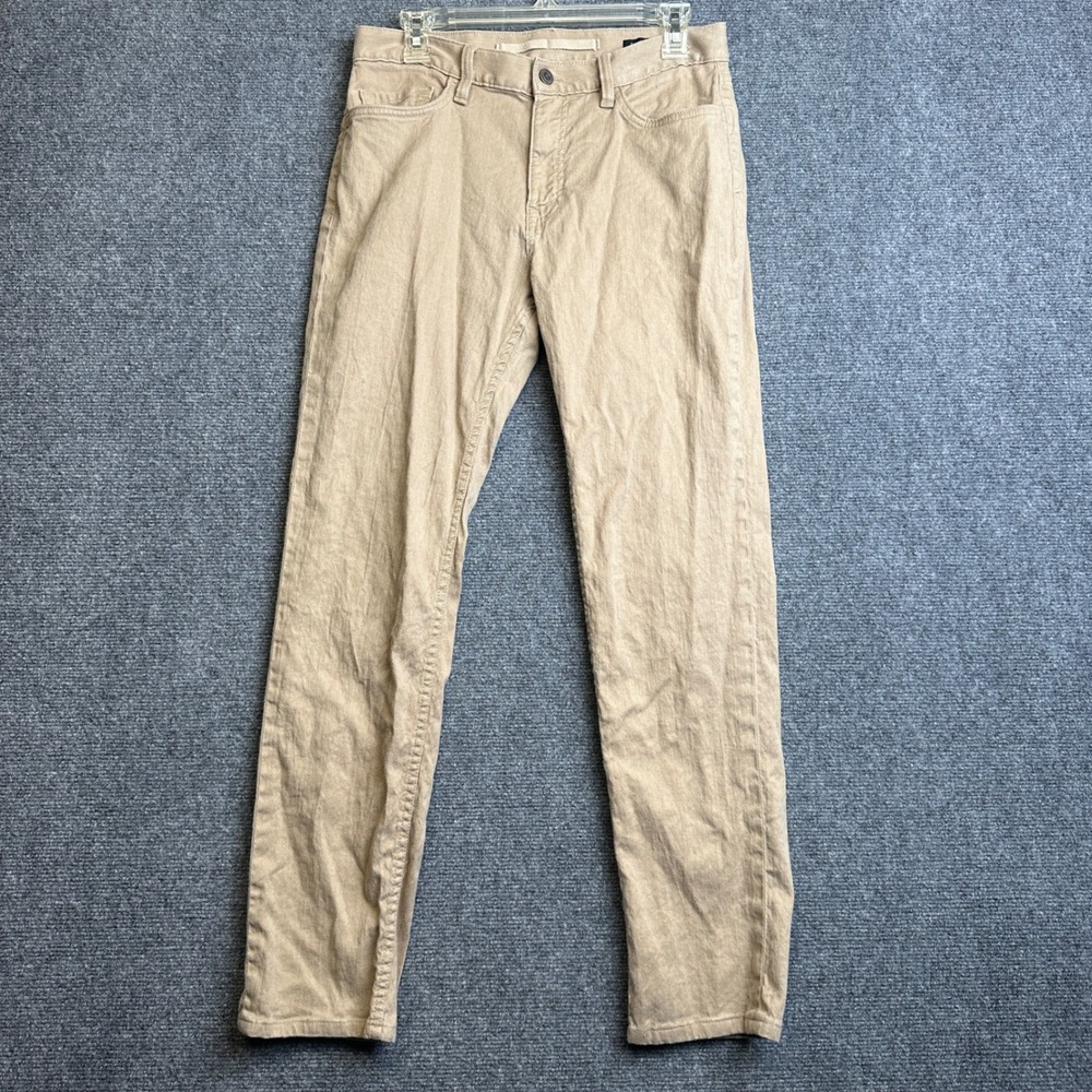 Banana Republic Traveler Pants Mens 30 Tan Maverick Linen Cotton Stretch Chino